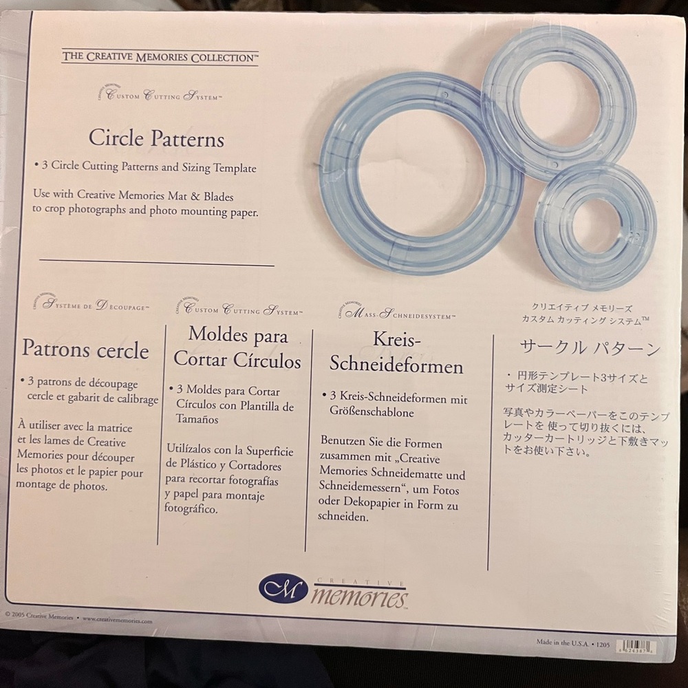 Creative Memories Cutting System 3 Circle Pattern Templates